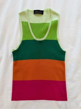 Roberto Collina Striped Ribbed Scoop Neck Tank Size Small